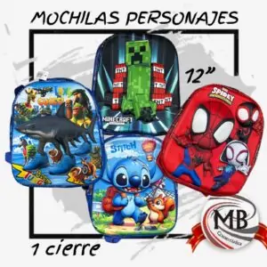 Mochilas infantiles de personajes jardín y primaria 12 pulgadas por mayor reforzadas
