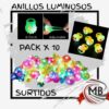 Anillos luminosos LED de silicona ajustables en pack por 10 unidades surtidas. Artículos de cotillón carioca para eventos con venta por mayor en Argentina a través de MB Comercializa. Distribución mayorista directa con envíos a todo el país.