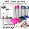 ​"Carros para mochila plegables de 3 posiciones en colores rosa, negro y azul. Venta por mayor de carritos reforzados para mochilas escolares en toda Argentina a través de MB Comercializa."