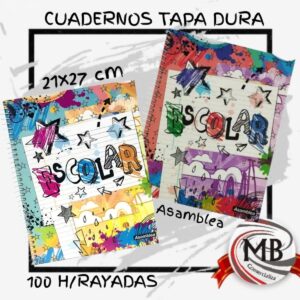 Cuadernos tapa dura 21x27 cm 100 hojas rayadas escolar venta por mayor Argentina.