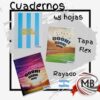 ​"Cuadernos de 48 hojas con tapa flexible y hojas rayadas. Diseños coloridos inspirados en el fútbol y la selección nacional. Venta por mayor en Argentina a través de MB Comercializadora. Ideal para librerías y revendedores."