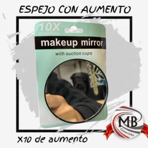 Espejo redondo con aumento 10X para maquillaje de precisión. Espejo de aumento con ventosas para fácil adherencia en baños. Venta por mayor en Argentina por MB Comercializa.
