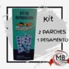 Kit de reparación universal para piletas de lona y artículos inflables de PVC, incluye dos parches reforzados y pegamento de alta adherencia. Venta por mayor en Argentina a través de MB Comercializa para ferreterías y polirrubros.