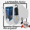 ​"Lámpara-foco LED recargable de alto brillo con gancho de sujeción y cable de carga USB incluido. Solución de iluminación portátil y compacta para camping, talleres y cortes de luz. Venta mayorista con envíos a toda Argentina a través de MB Comercializa."