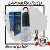 ​"Lámpara de emergencia portátil con tecnología LED de alta luminosidad y carga USB. Incluye gancho de sujeción para uso en camping, talleres o cortes de energía. Venta mayorista con distribución a toda Argentina a través de MB Comercializa."