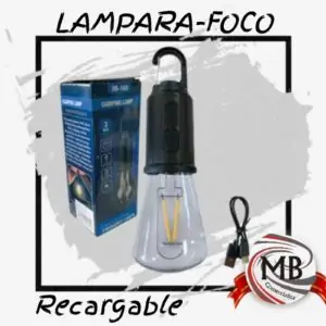 ​"Lámpara de emergencia portátil con tecnología LED de alta luminosidad y carga USB. Incluye gancho de sujeción para uso en camping, talleres o cortes de energía. Venta mayorista con distribución a toda Argentina a través de MB Comercializa."