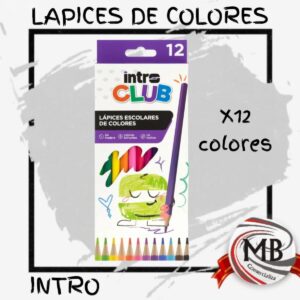 Venta por mayor de lápices de colores Intro Club x 12 unidades escolares - Distribuidora MB Comercializa con envíos a toda Argentina