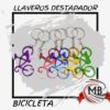 ​"Llaveros destapadores con forma de bicicleta en aluminio anodizado de varios colores, ideales para souvenirs o artículos promocionales. Venta mayorista en toda Argentina distribuido por MB Comercializa."