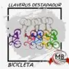 ​"Llaveros destapadores con forma de bicicleta en aluminio anodizado de varios colores, ideales para souvenirs o artículos promocionales. Venta mayorista en toda Argentina distribuido por MB Comercializa."
