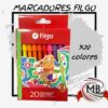 ​"Pack de 20 marcadores escolares de colores surtidos con punta de fibra. Suministro mayorista integral para librerías y comercios de Argentina a través del centro de distribución MB Comercializa."