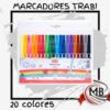 Set de marcadores escolares 20 colores punta redonda venta por mayor Argentina MB Comercializa
