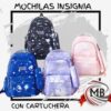 "Mochilas escolares modelo Insignia con cartuchera desmontable, diseños galácticos y espaciales. Venta por mayor de mochilas reforzadas en toda la Argentina a través de MB Comercializa."