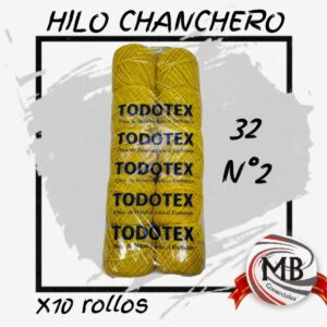 Pack x10 rollos de hilo chanchero 32 N°2 color amarillo de alta resistencia. Bobinas de hilo de algodón para gastronomía, embutidos y embalaje. Venta mayorista en Argentina por MB Comercializa.