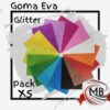 ​"Planchas de Goma Eva con Glitter en variedad de colores. Pack x5 unidades disponible para venta por mayor en toda Argentina a través de MB Comercializa."