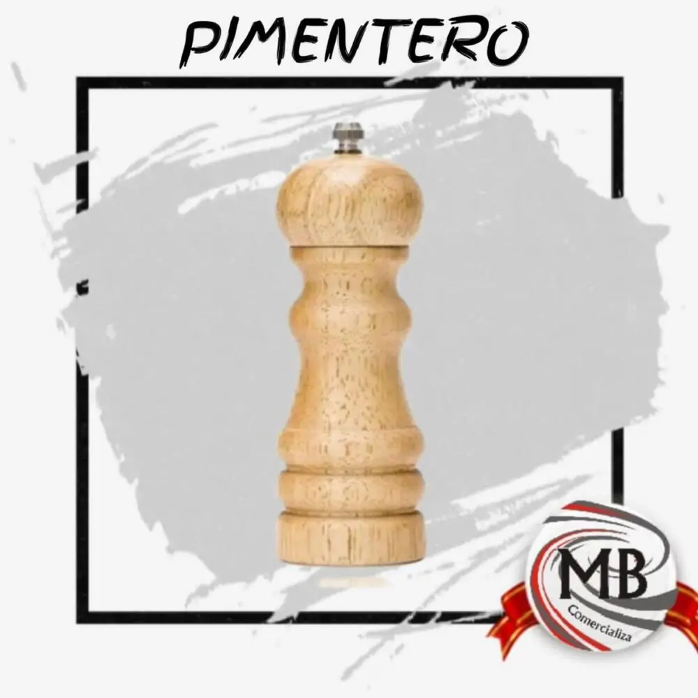 Molinillo pimentero de madera natural con mecanismo ajustable para cocina y mesa. Distribuidora de artículos de bazar al por mayor en toda Argentina a través de MB Comercializa.