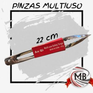 ​"Pinzas multiuso de acero inoxidable de 22 cm para cocina y servicio. Venta por mayor de utensilios de bazar en Argentina a través de MB Comercializa. Herramienta resistente para gastronomía y uso doméstico."