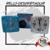"Reloj despertador analógico de formato cuadrado con números grandes y diseño moderno en varios colores. Artículo de bazar y regalería para distribución mayorista en toda Argentina por MB Comercializa."