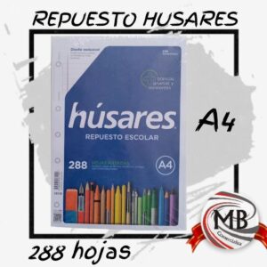 ​"Repuesto escolar A4 de 288 hojas rayadas blancas y gruesas para carpeta, disponible para venta por mayor en Argentina a través de MB Comercializa."