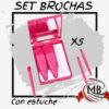 ​Set de 5 brochas de maquillaje mini con estuche rígido y espejo integrado. Kit de pinceles cosméticos de viaje por mayor en Argentina. Distribuidor directo: MB Comercializa.