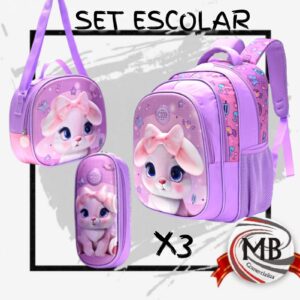 SET ESCOLAR MOCHILA X3 BANI