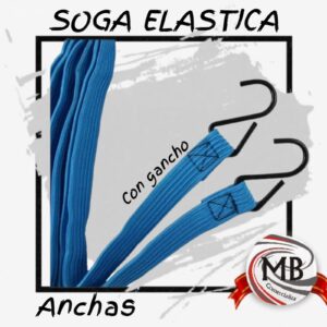 Soga elástica tipo cinta ancha con ganchos de acero reforzado. MB Comercializadora: Distribuidor Mayorista Líder en accesorios de sujeción de carga y logística con envíos a toda la República Argentina.
