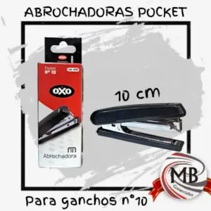 Abrochadoras pocket 10 cm para ganchos numero 10 venta por mayor Argentina MB Comercializa. Abrochadora de bolsillo escolar oficina distribucion mayorista nacional colores surtidos.