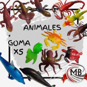 Set de animales de goma x 5 unidades reptiles insectos marinos lagartijas delfines pulpos venta mayorista MB Comercializa.