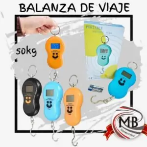 Balanza de viaje digital portátil tipo pilón hasta 50kg varios colores MB Comercializadora