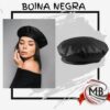 Boina negra de cuero sintético estilo francés para mujer. Accesorio de moda invernal por mayor en MB Comercializa Argentina. Distribución mayorista de sombrerería importada.