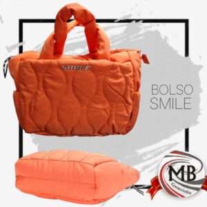Bolso Smile inflable tipo puffer naranja tendencia 2026 MB Comercializa venta mayorista directa. Accesorio de moda con despacho en 48 horas a toda Argentina.