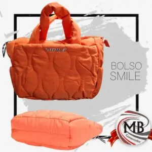 Bolso Smile inflable tipo puffer naranja tendencia 2026 MB Comercializa venta mayorista directa. Accesorio de moda con despacho en 48 horas a toda Argentina.