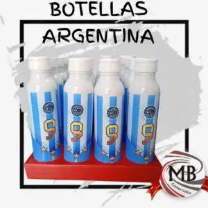 Pack de botellas deportivas Argentina diseño celeste y blanco con tapa a rosca. DESPACHO EN 48 HORAS GARANTIZADO a todo el país. Calidad mayorista directa en MB Comercializa.