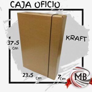 Caja archivo tamaño oficio de cartón Kraft con elástico. Venta por mayor de insumos de oficina en Argentina por MB Comercializa.
