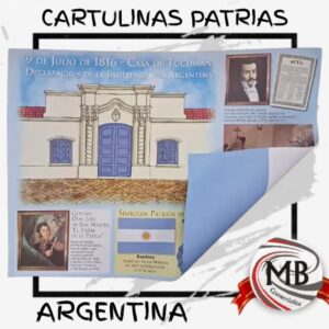 Cartulinas patrias Argentina venta por mayor MB Comercializa. Lamina escolar 9 de Julio Casa de Tucuman y Simbolos Patrios distribucion mayorista nacional.