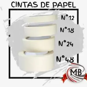 Cintas de papel por mayor medidas 12 18 24 48 MB Comercializa. Articulo variable cinta de enmascarar masking tape distribucion mayorista Argentina para ferreteria y pintura.