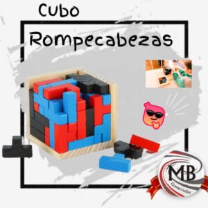 Cubo rompecabezas de madera piezas color encastre 3D por mayor Argentina catálogo MB Comercializa.