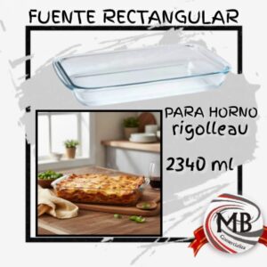 Fuente rectangular de vidrio para horno 2340 ml. Venta por mayor de bazar en Argentina por MB Comercializa.
