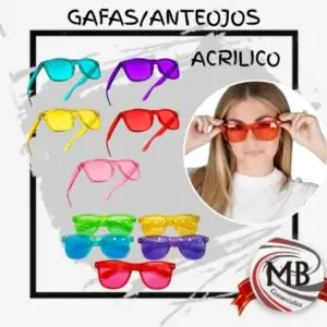 GAFAS- ANTEOJOS ACRÍLICO COTILLÓN VARIOS COLORES