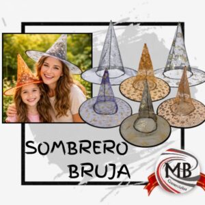 Sombreros de bruja con detalles de estrellas doradas en varios colores para cotillón mayorista MB Comercializa.