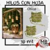 Hilo de yute con hojas artificiales para decoración de eventos y manualidades. Venta mayorista en Argentina por MB Comercializa. Stock disponible con precios directos de fábrica y envíos en 48 horas.