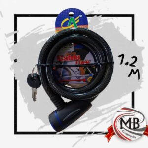 Linga de seguridad tipo cable de acero de 1.2 metros con recubrimiento de PVC y dos llaves. Venta mayorista de artículos de seguridad para bicicletas y motos en toda Argentina por MB Comercializa.