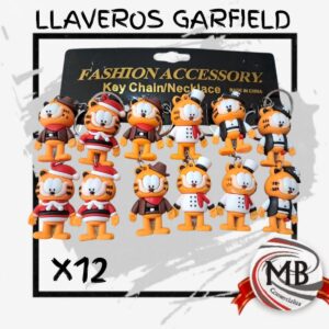 "Pack x 12 unidades de llaveros infantiles con diseño de gato naranja en diversos atuendos. Venta por mayor de artículos de regalería y accesorios en toda Argentina a través de MB Comercializa. Distribuidor mayorista con envíos a todo el país."