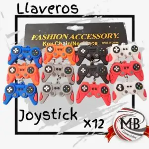 Pack de 12 llaveros de goma con forma de control de videojuegos (Joystick). Accesorios gamer para mayoristas.
