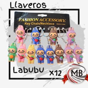 "Pack x 12 llaveros de goma con diseño de personajes orejudos de colores decorados con frutas (fresa, manzana, uva). Venta por mayor de artículos de regalería y souvenirs en toda Argentina mediante MB Comercializa. Distribuidor mayorista con envíos nacionales."