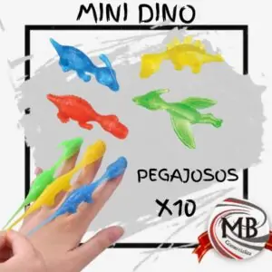Mini Dinosaurios Pegajosos de Goma elástica Colores Surtidos Pack x10 Cotillón Mayorista MB Comercializa