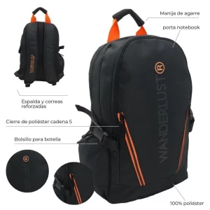 Mochila negra porta notebook reforzada urbana venta por mayor distribuidores Argentina.