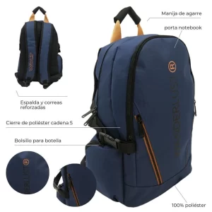 Mochila porta notebook reforzada azul urbana venta por mayor Argentina.