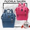 Mochilas boca de pez por mayor en colores azul y fucsia. Proveedor de marroquinería y mochilas maternales en Argentina, catálogo mayorista MB Comercializa.