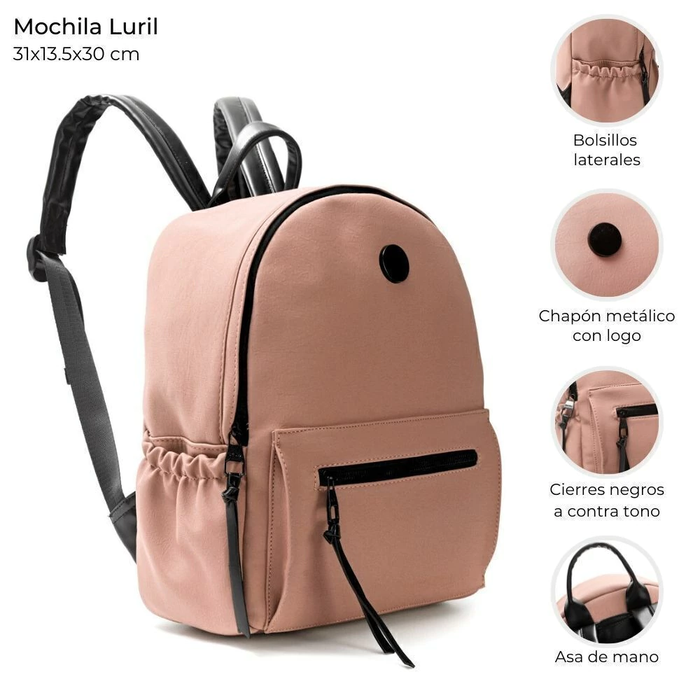 Mochila femenina de moda rosa pastel reforzada venta por mayor Argentina.