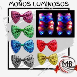 Moños luminosos con luces LED por mayor para eventos y fiestas, cotillón carioca surtido en Argentina - MB Comercializadora.